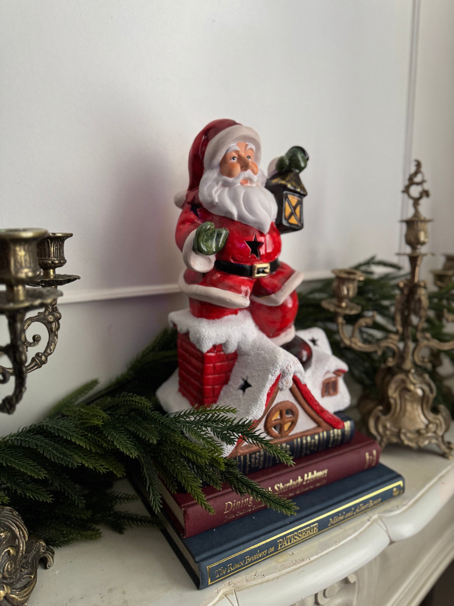 Vintage Porcelain Christmas Santa Claus Tea Light Holder – XL