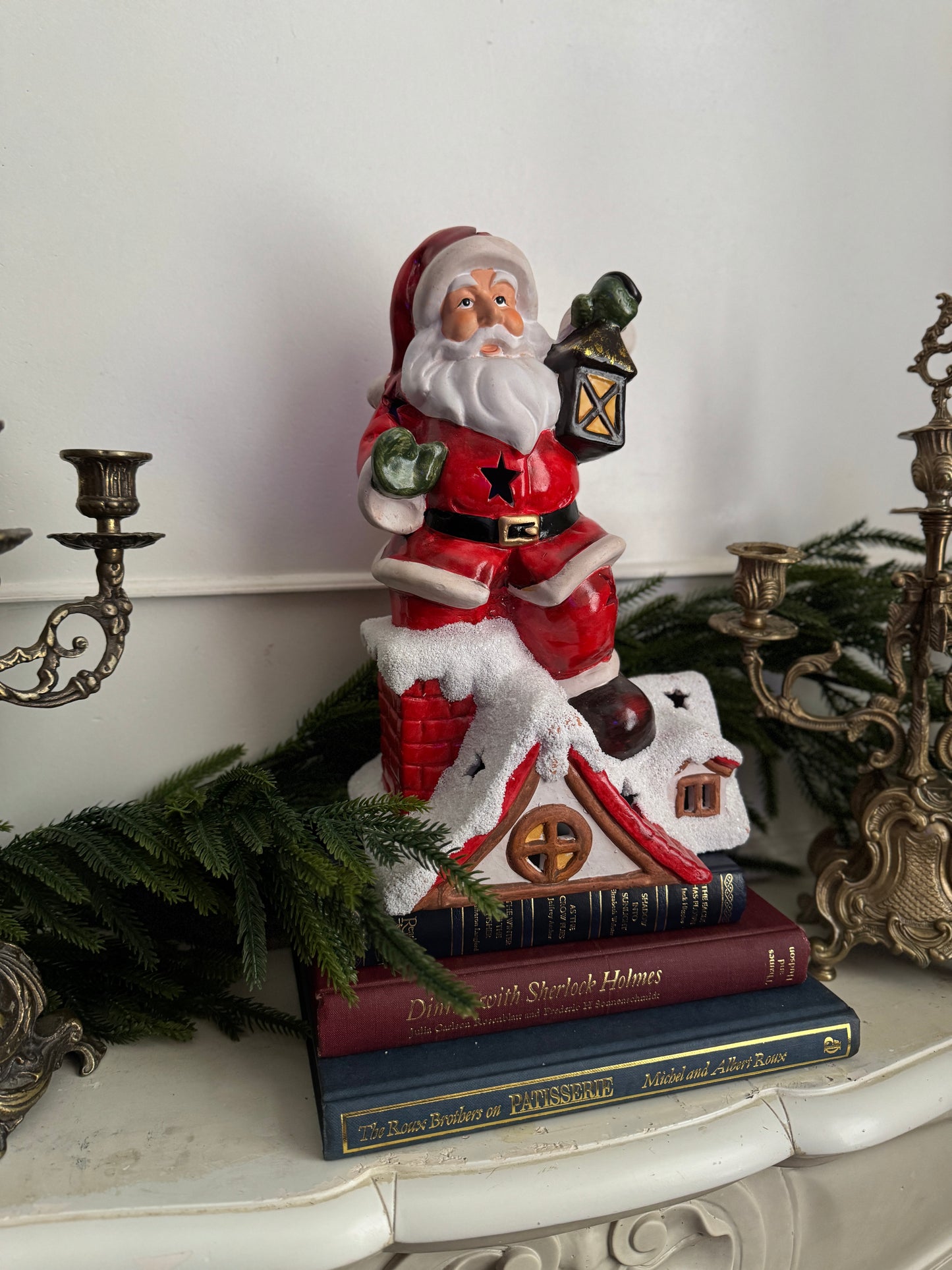 Vintage Porcelain Christmas Santa Claus Tea Light Holder – XL