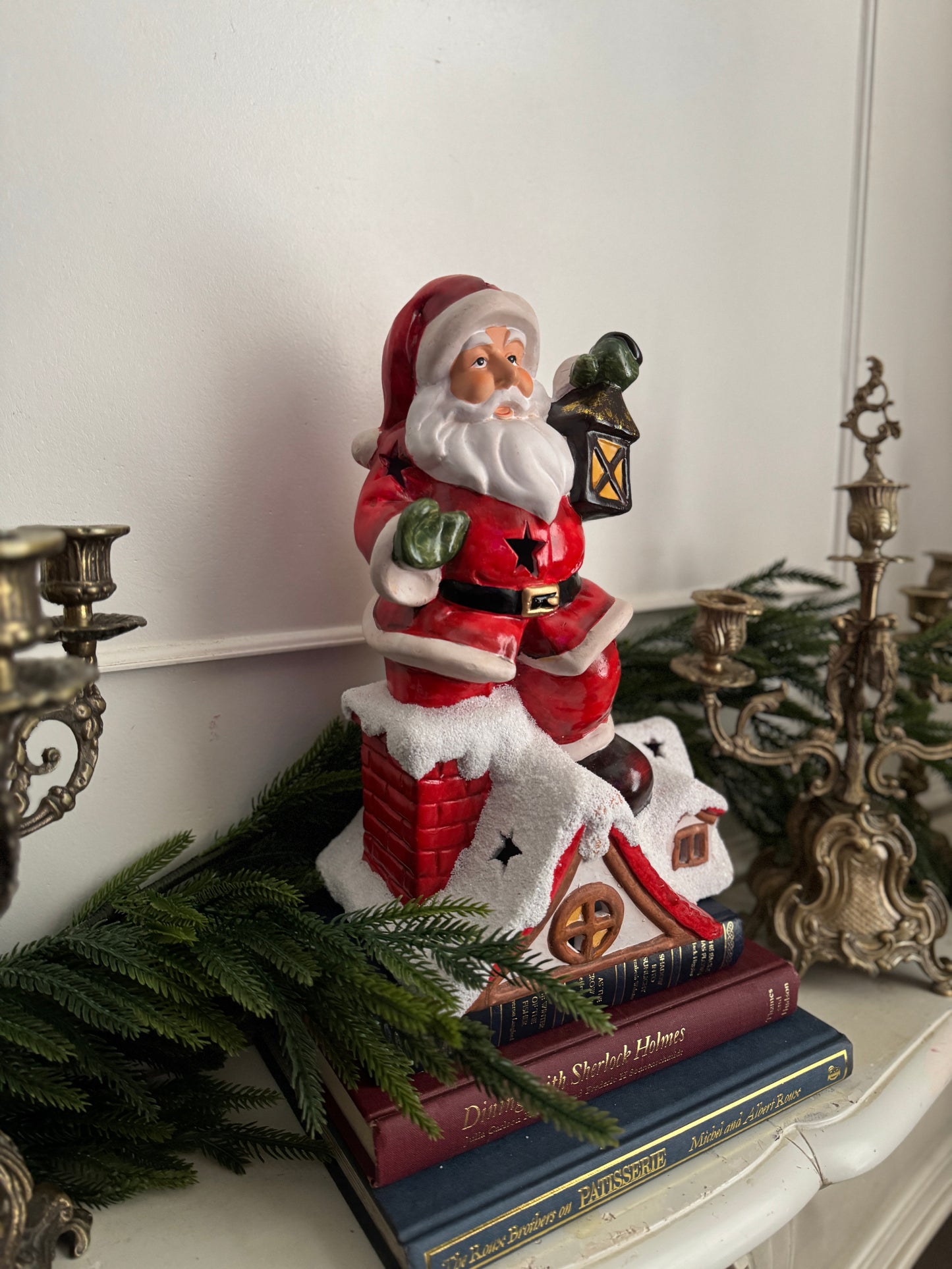 Vintage Porcelain Christmas Santa Claus Tea Light Holder – XL