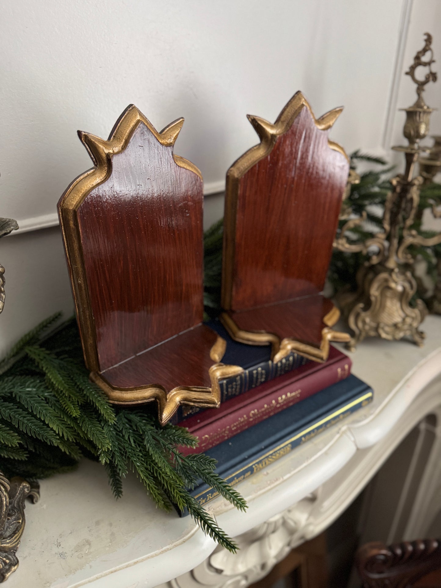 Vintage Wooden Candle Holder Stands – Pair (26 cm)
