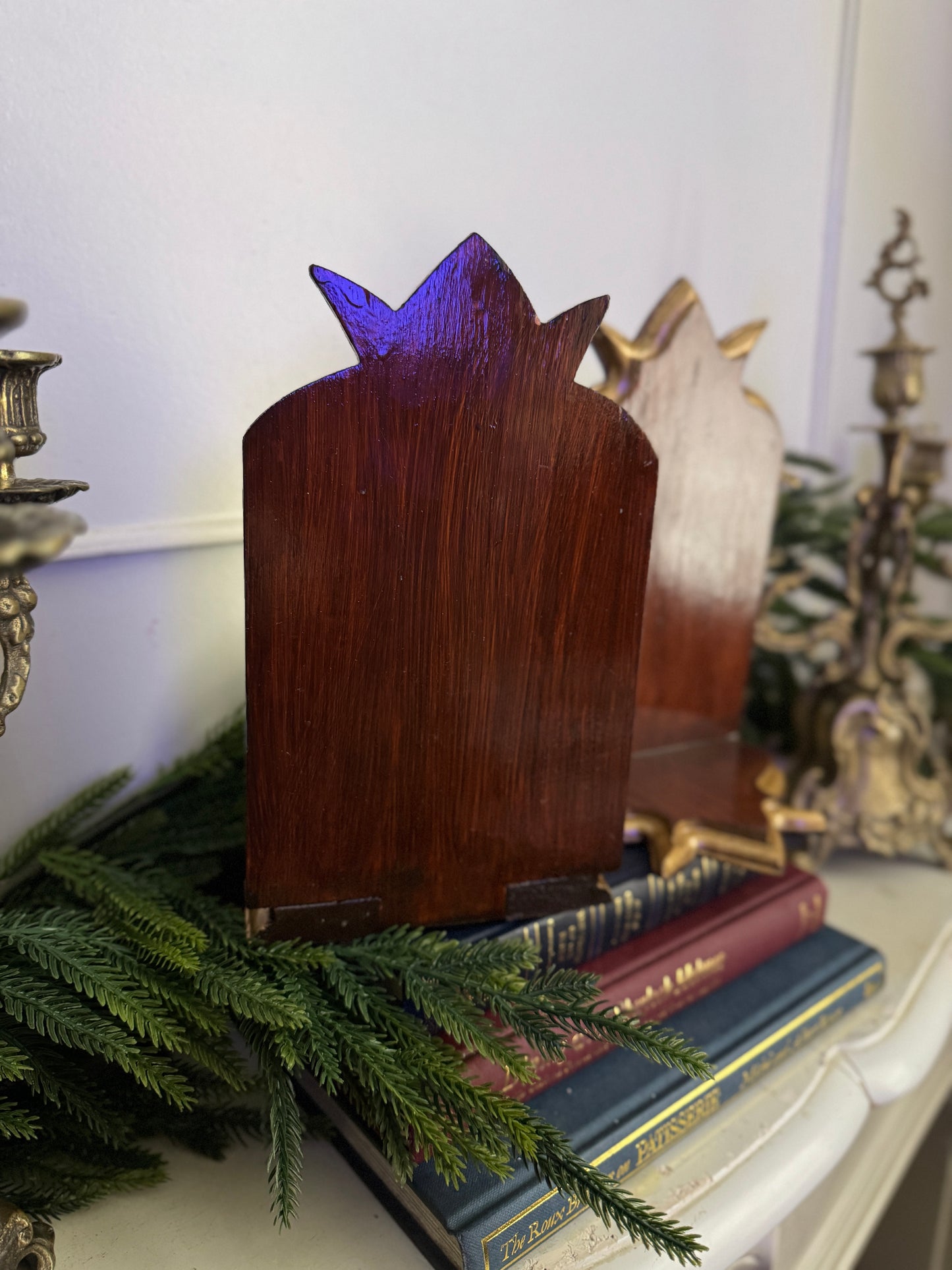 Vintage Wooden Candle Holder Stands – Pair (26 cm)