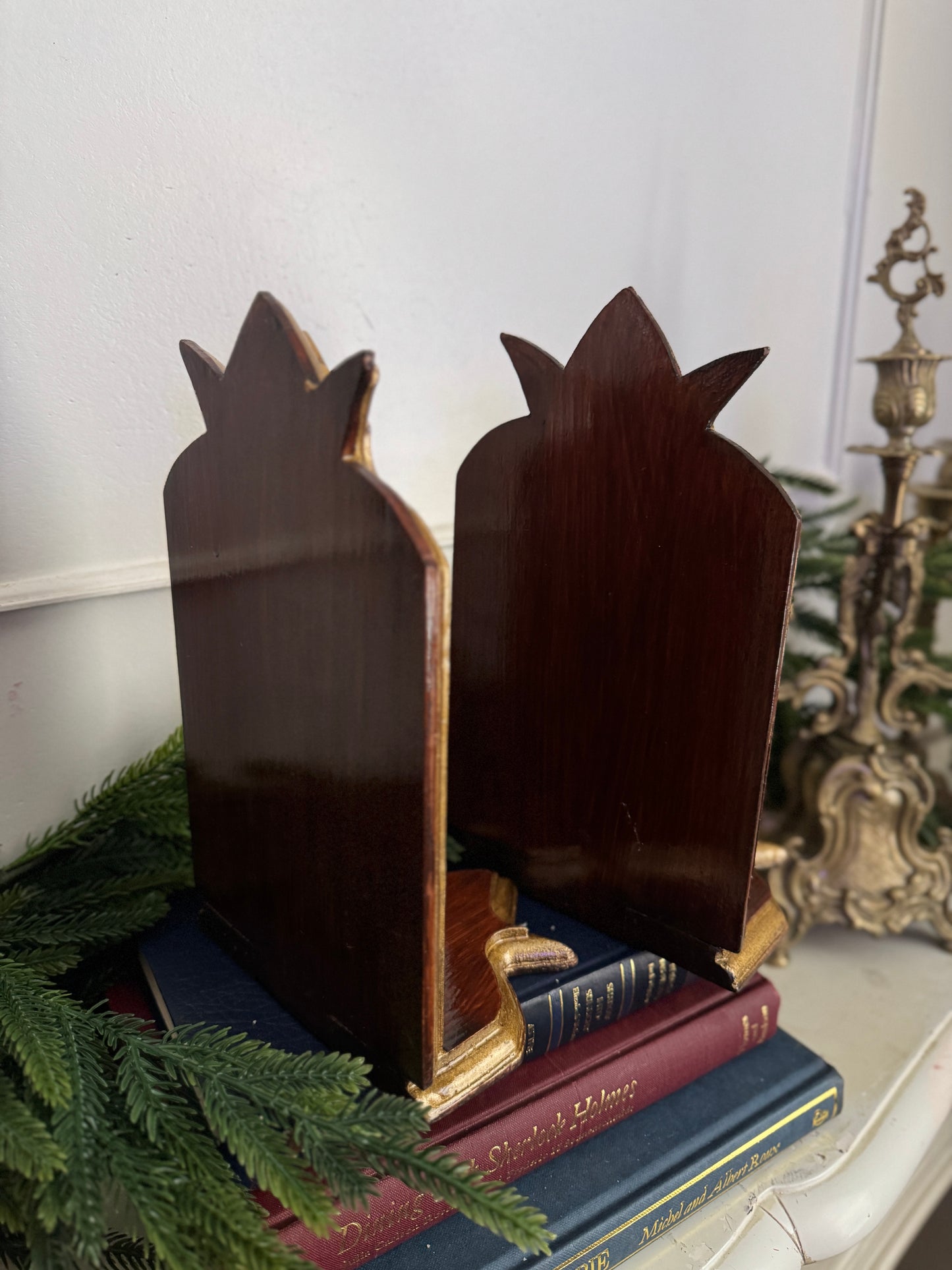Vintage Wooden Candle Holder Stands – Pair (26 cm)