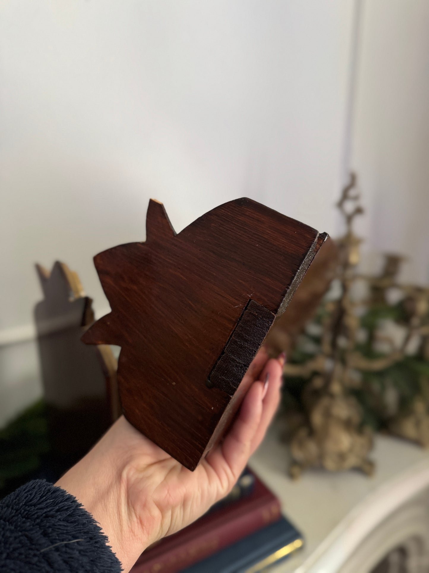 Vintage Wooden Candle Holder Stands – Pair (26 cm)