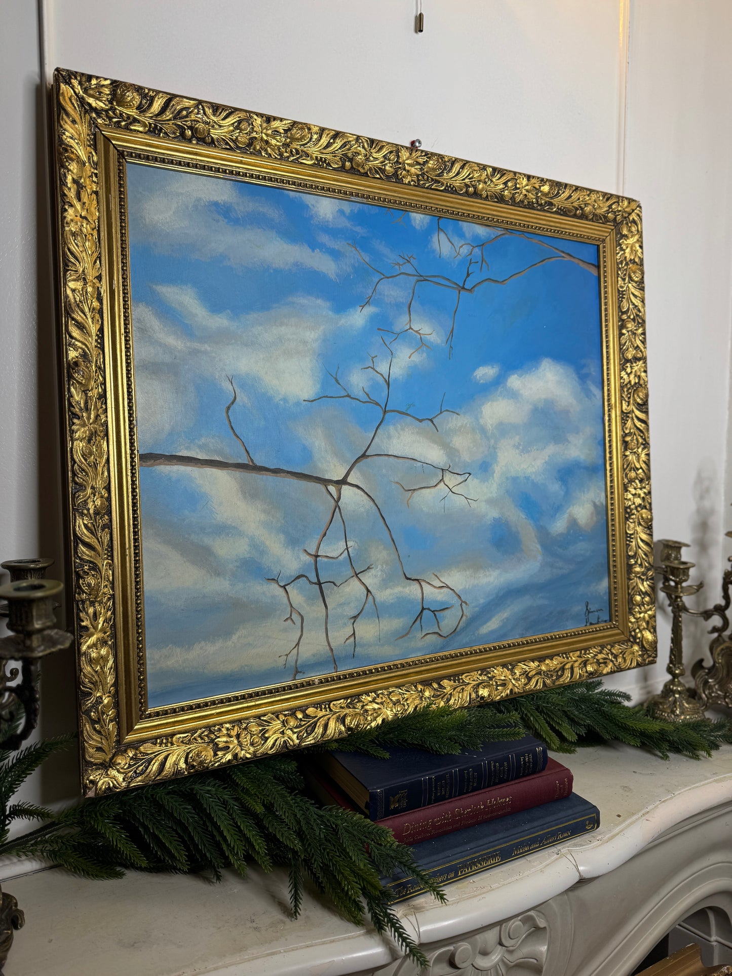 Signed Vintage Oil Painting in Gold Gilded Belvoir Frame (72 x 62 cm)