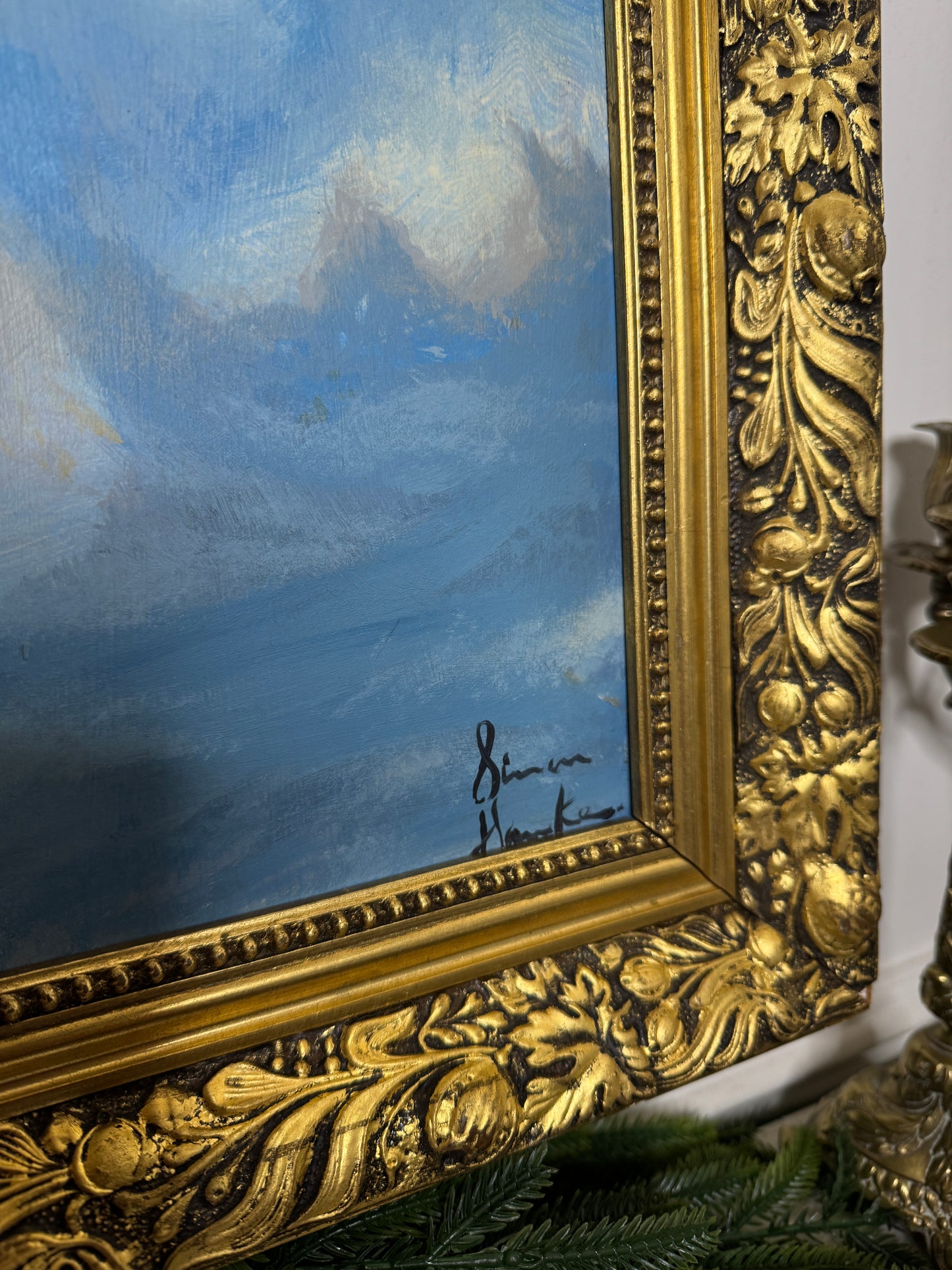 Signed Vintage Oil Painting in Gold Gilded Belvoir Frame (72 x 62 cm)