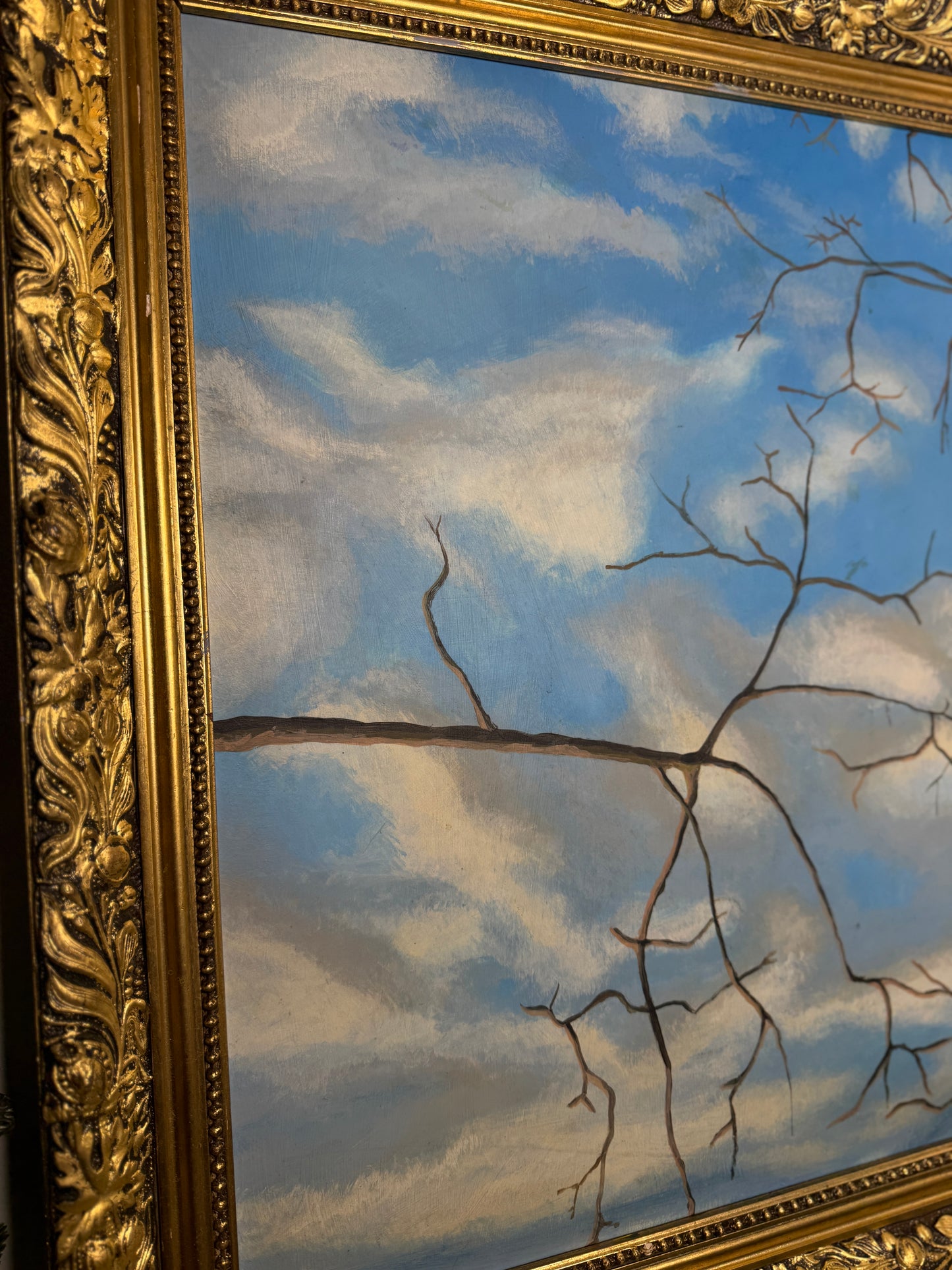 Signed Vintage Oil Painting in Gold Gilded Belvoir Frame (72 x 62 cm)