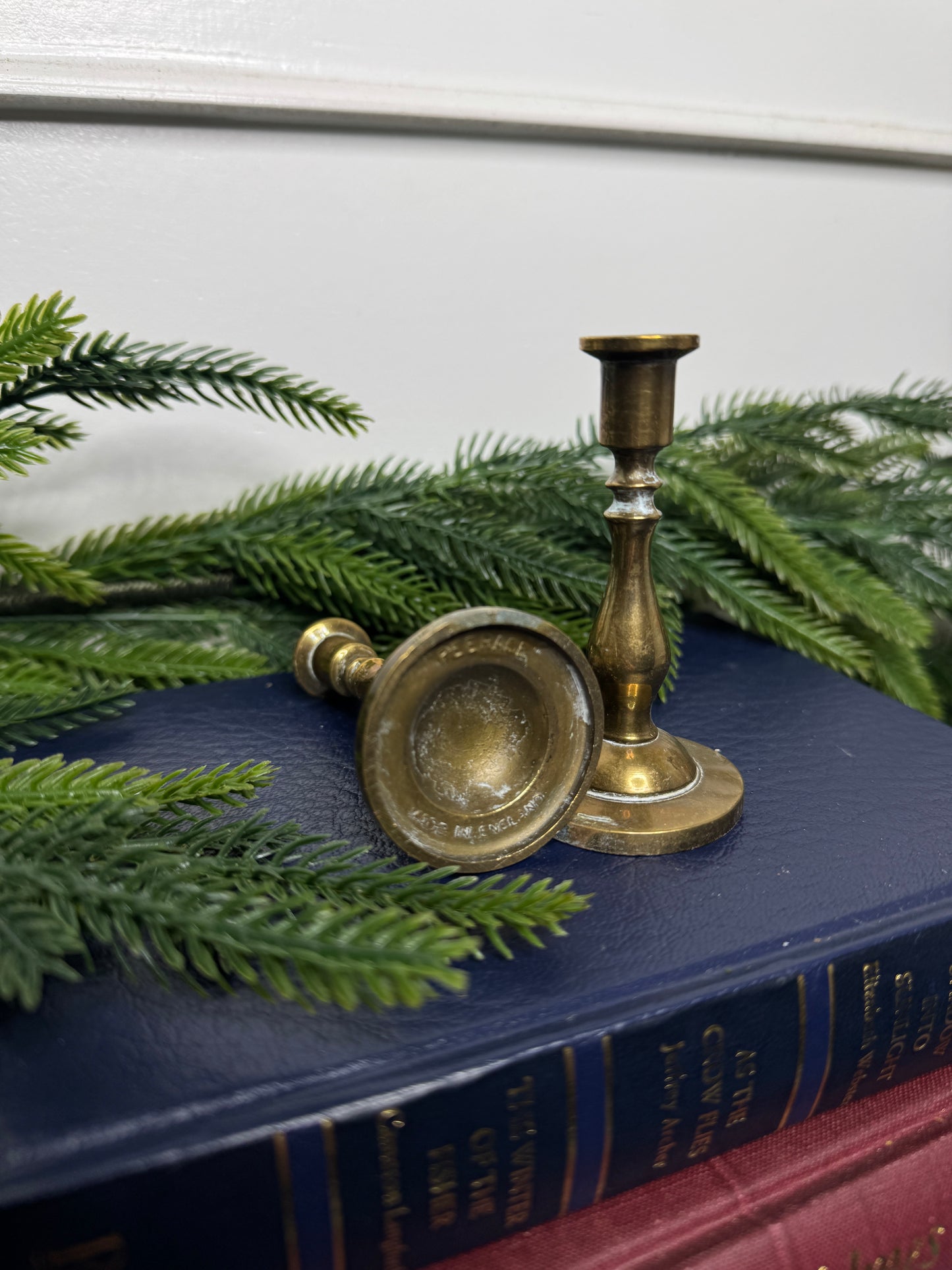 Vintage European Brass Candlesticks Pair