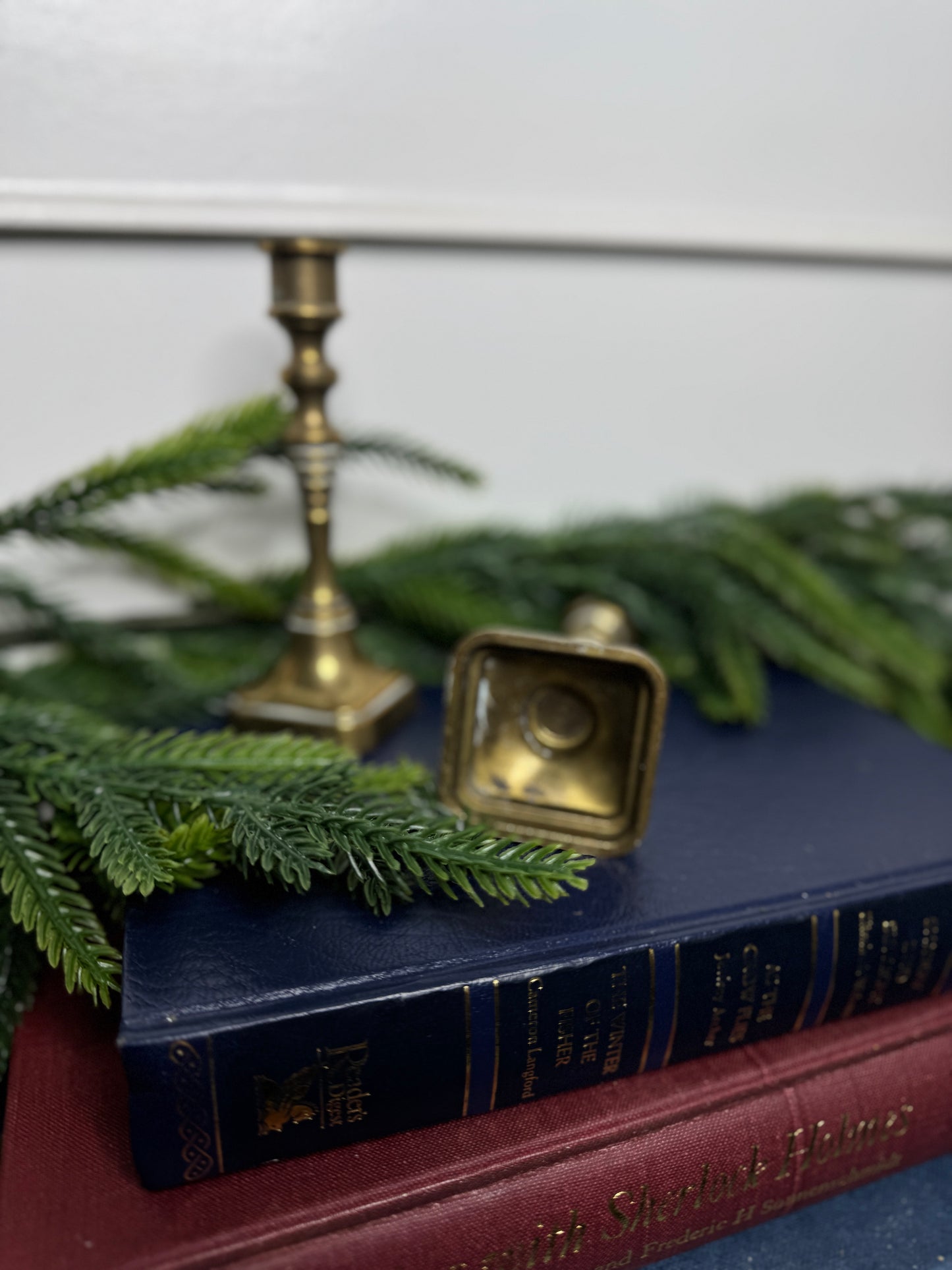 Vintage Square Bottom Brass Candlesticks Pair