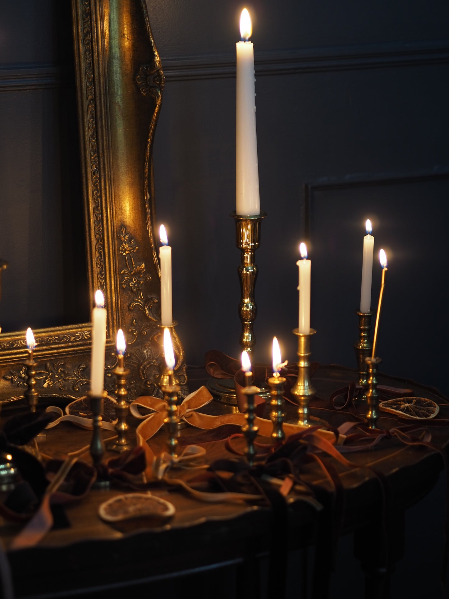 Vintage European Brass Mini Candlesticks