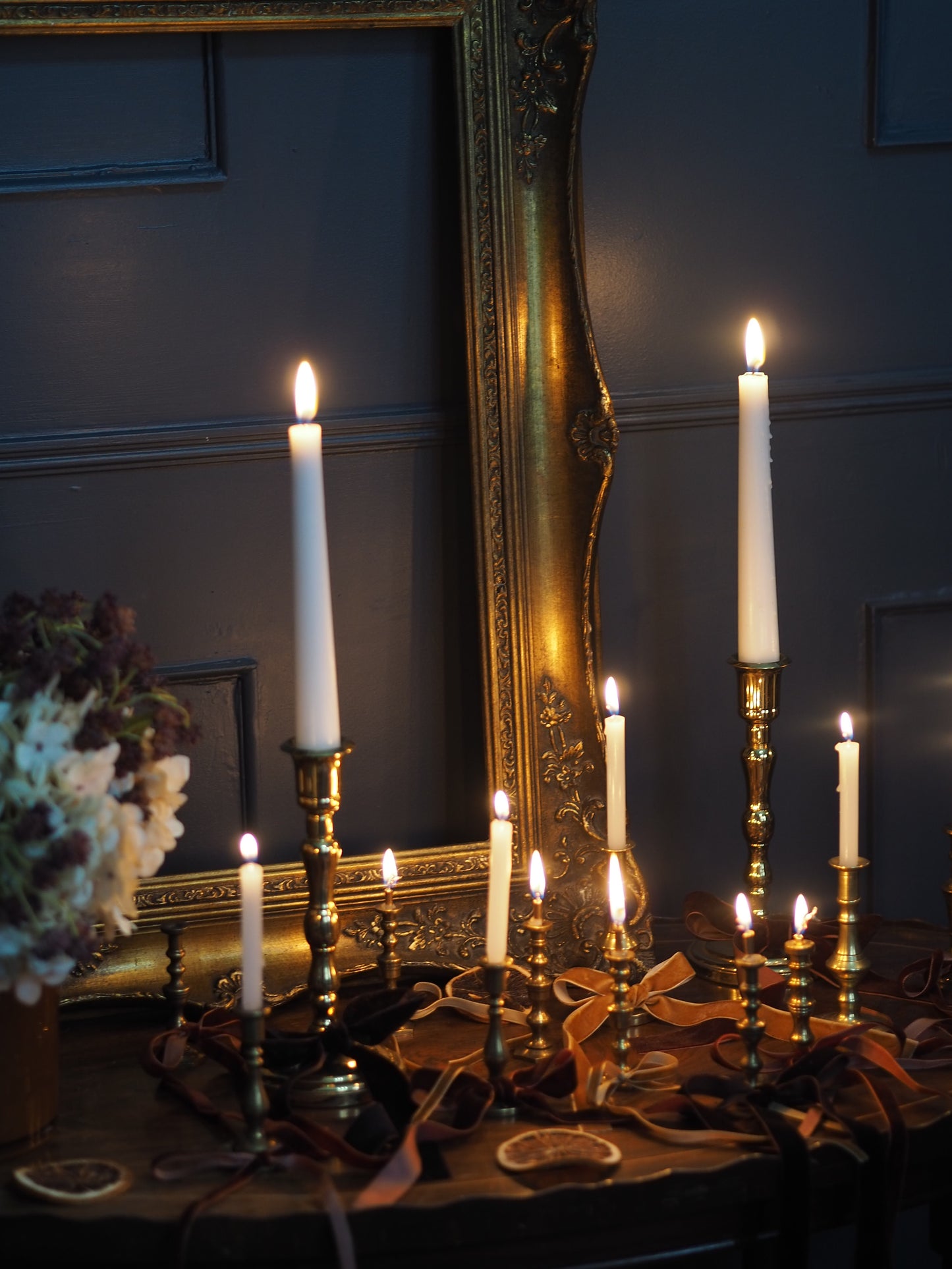 Vintage European Brass Mini Candlesticks