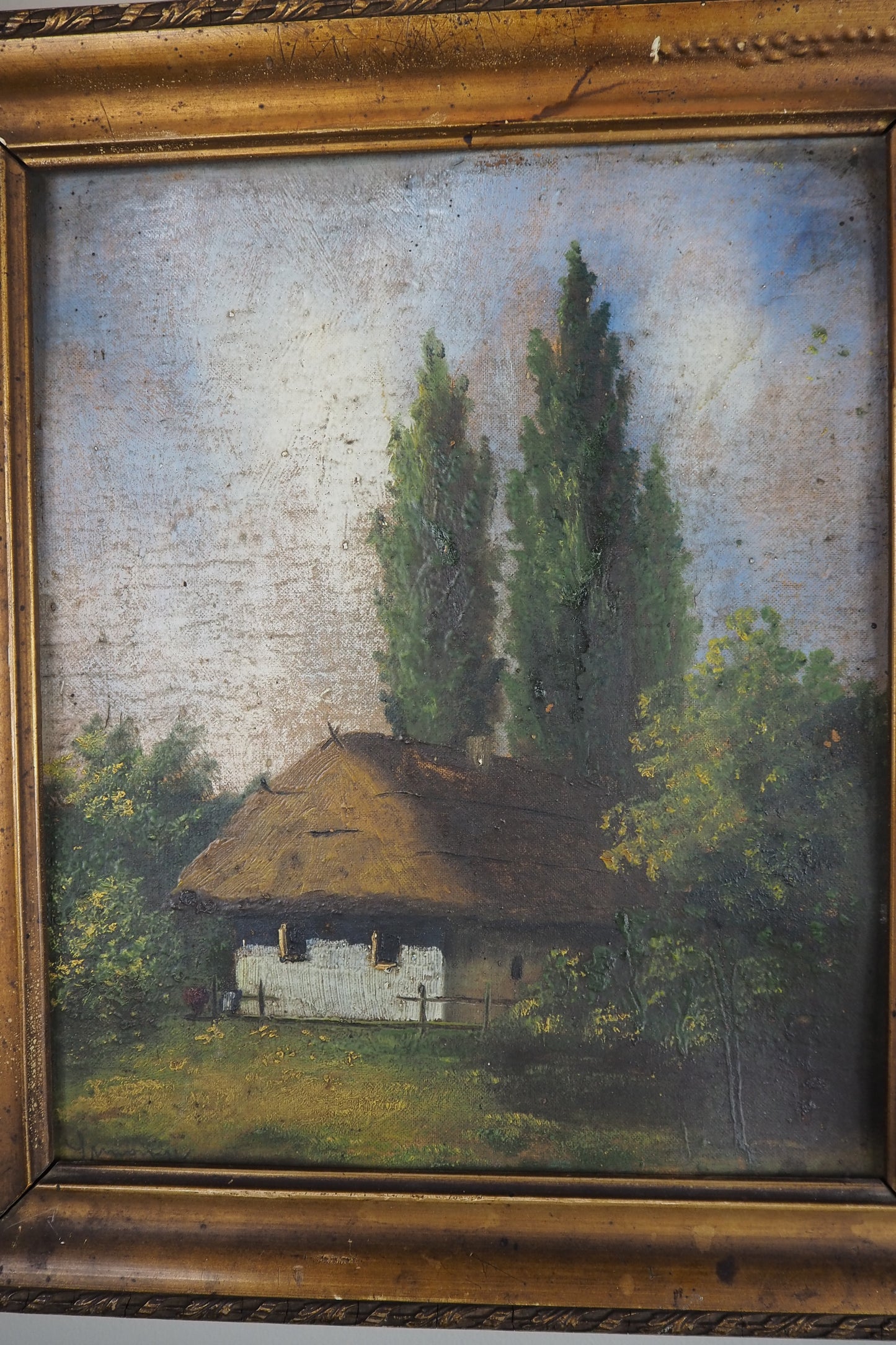Original Signed Hungarian Oil Painting in Gilt Gold Frame