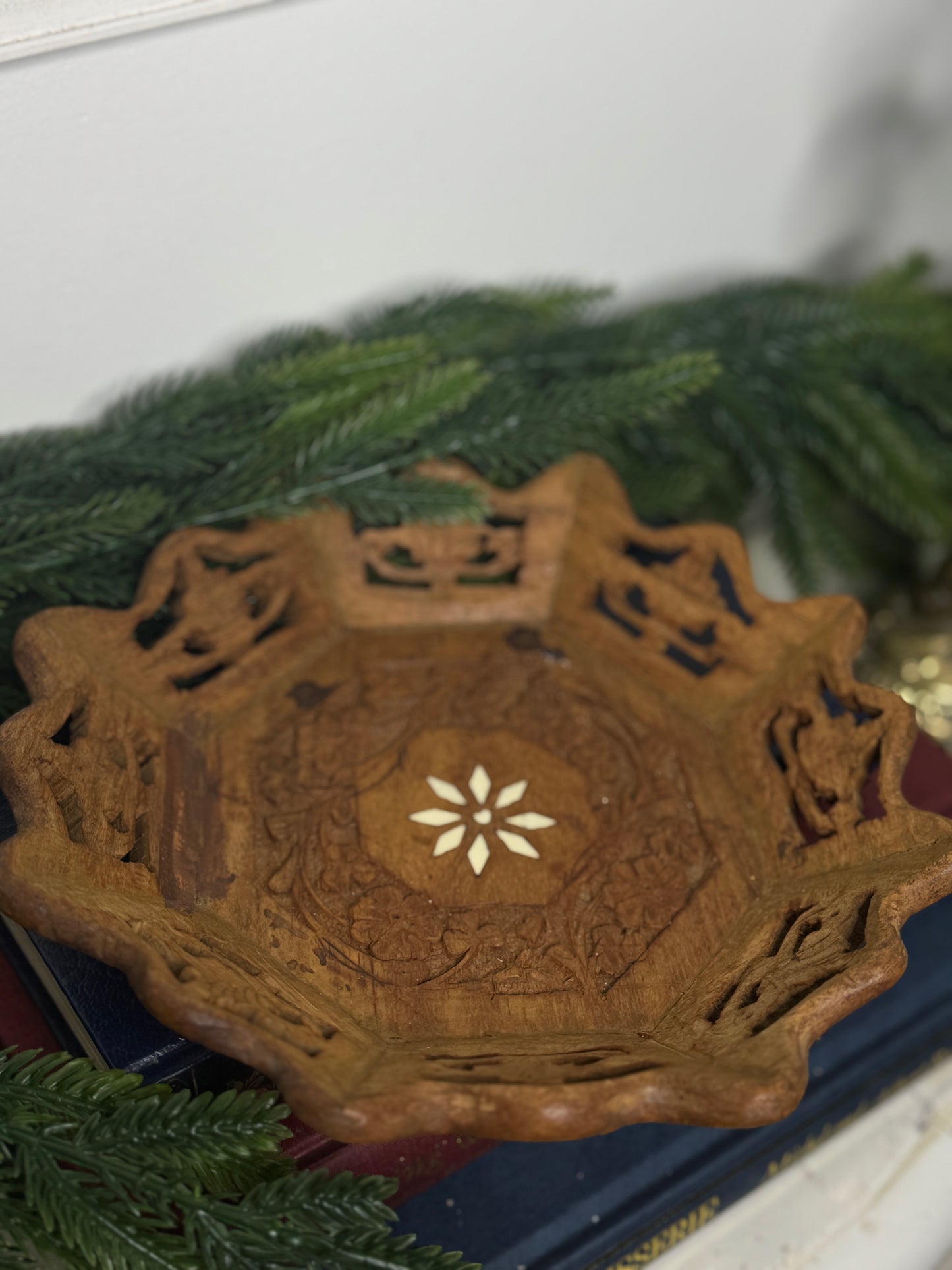 Vintage German Wooden Carved Mini Tray