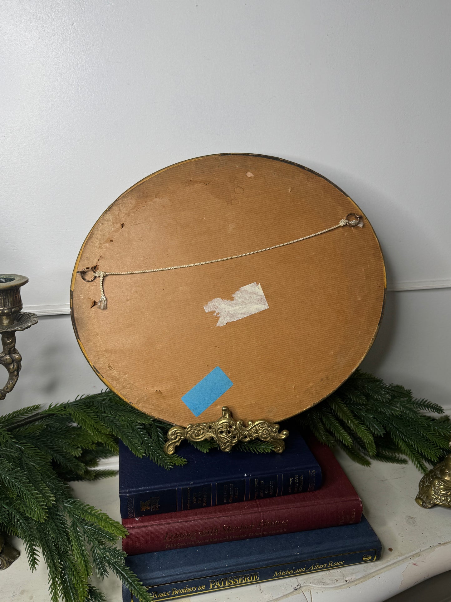 Vintage Stipple Engraving 'Cupid': Oval Giltwood Frame Wall Art