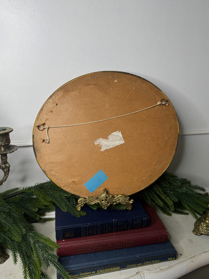 Vintage Stipple Engraving 'Cupid': Oval Giltwood Frame Wall Art