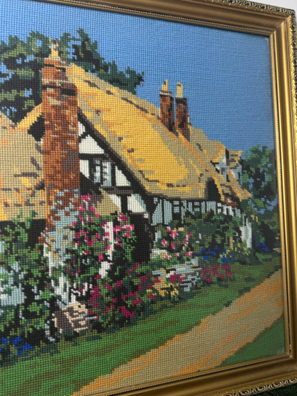 English Countryside Charm – Hand-Stitched Gobelin Embroidery Art