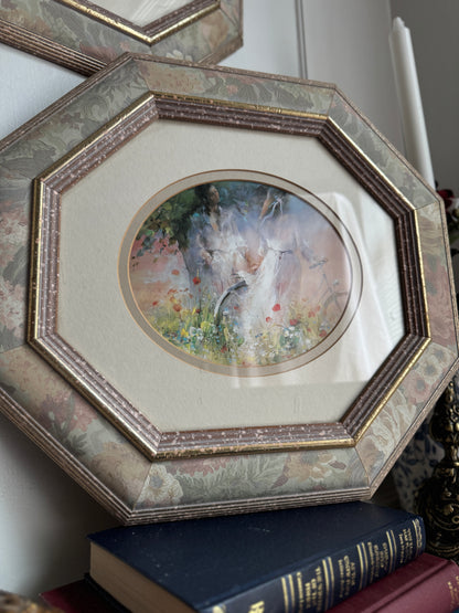 Vintage Fine Art Print Pair – “Just the Two of Us”