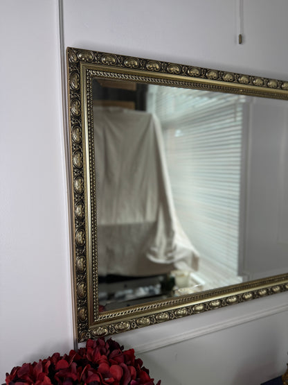 Antique Gold Gilt Mirror with Beaded Edge