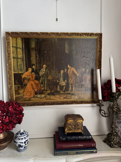 Vintage 'The Conference' by Margaret Dovaston UK Old Antique Framed Print