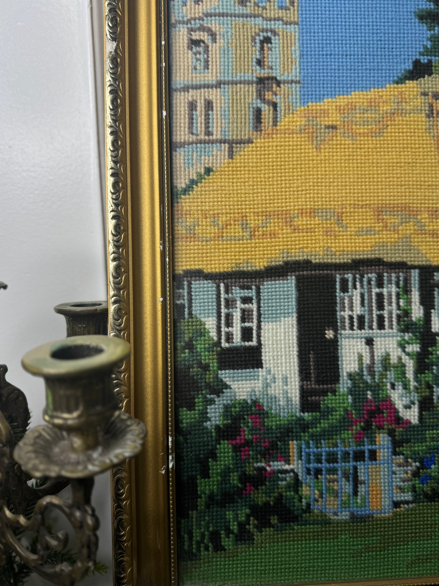 English Countryside Charm – Hand-Stitched Gobelin Embroidery Art