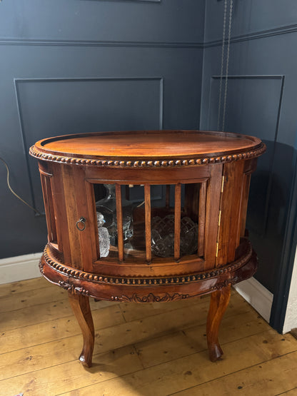 French Antique Style Side Table – Hand-Carved Display Cabinet