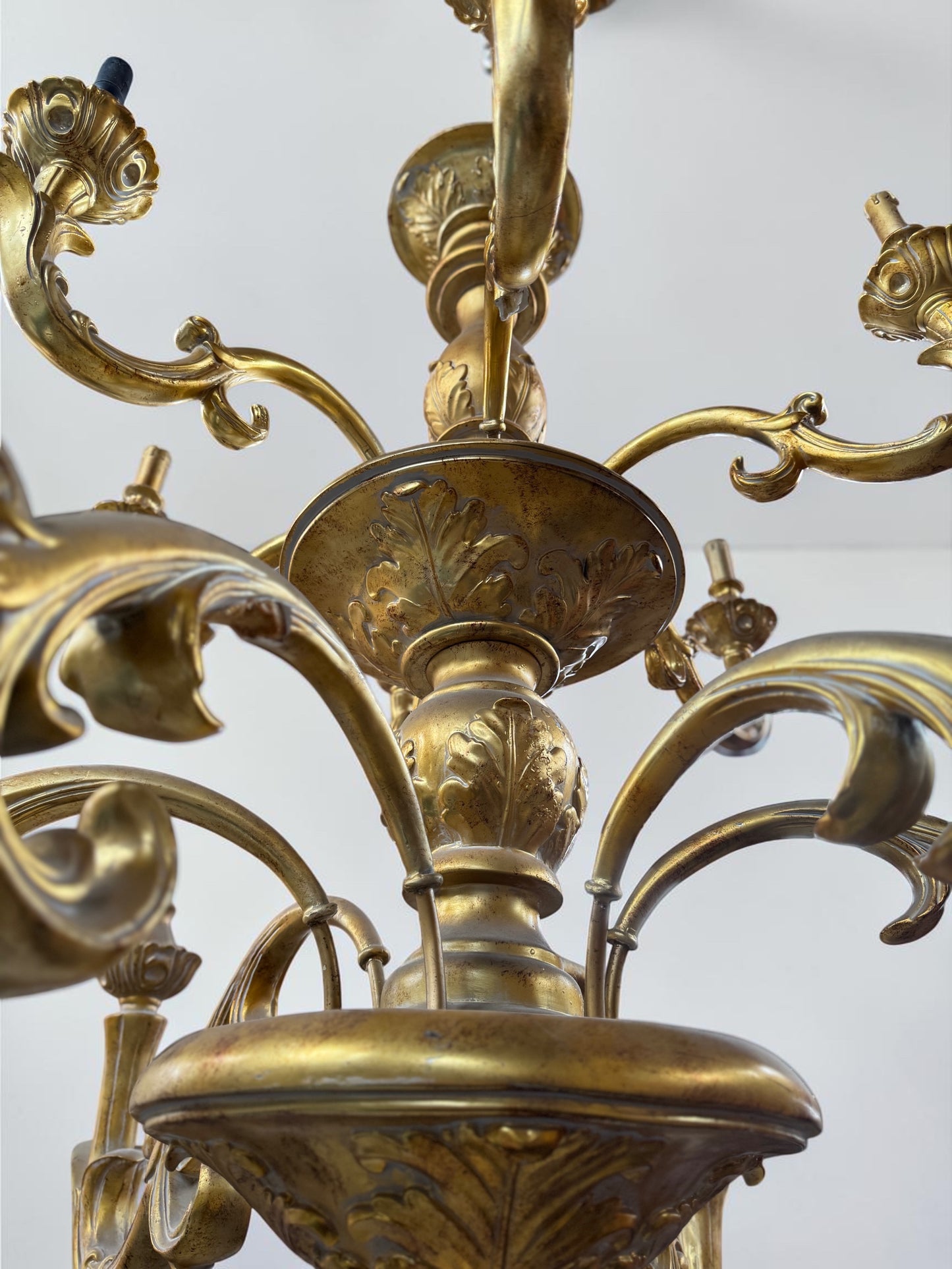 Huge Vintage French Gilded Ornate Chandelier | Extra Large 2 Tier Chandelier