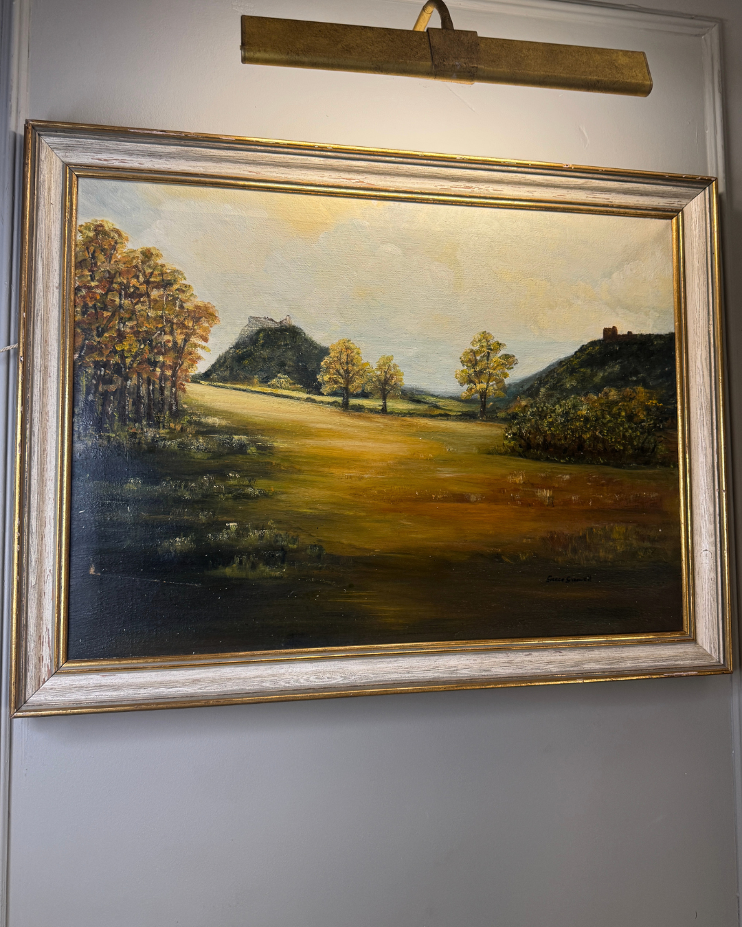 Vintage Original Oil Painting by Grace Greswell – Rustic Countryside Landscape