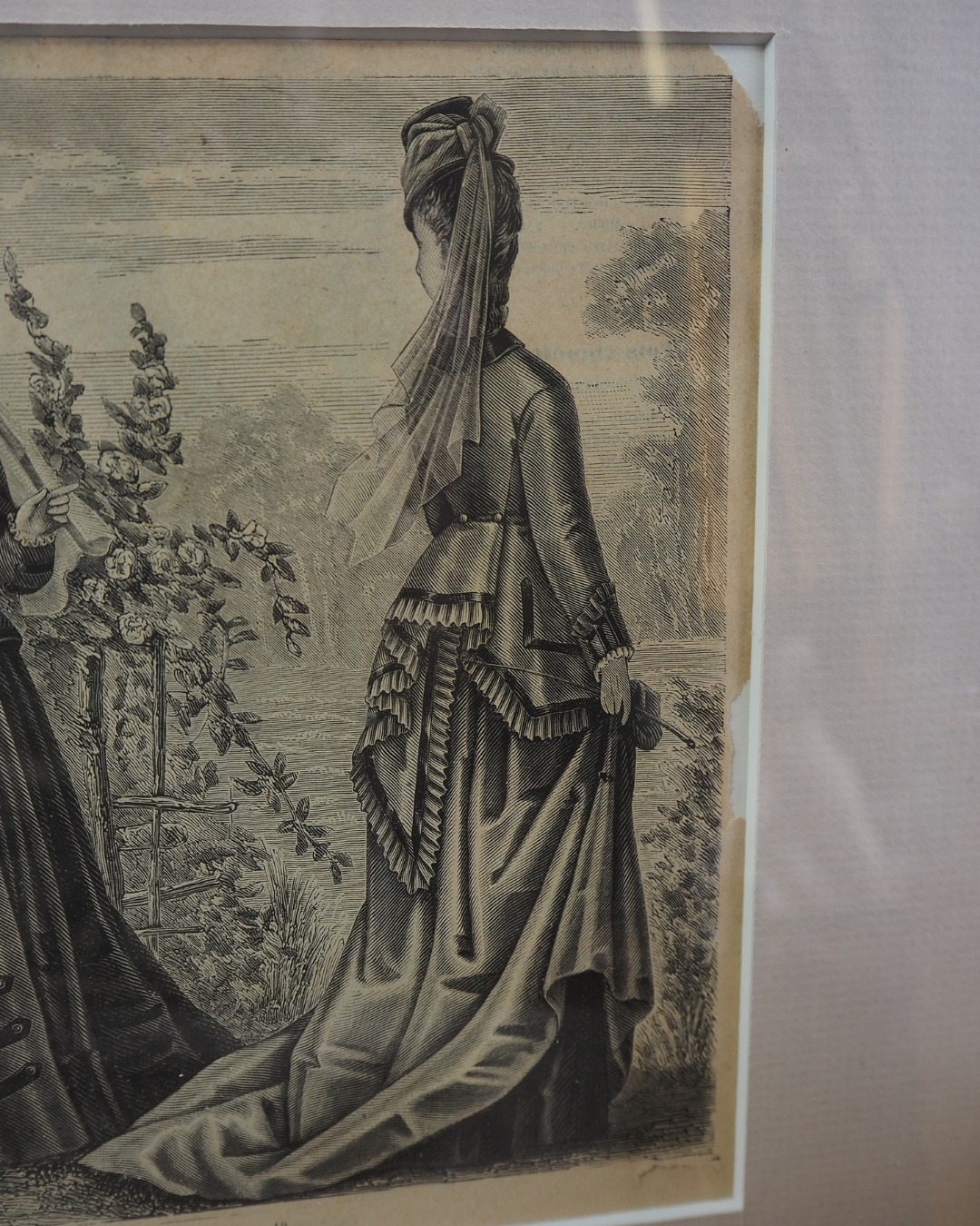 Pair of Antique French Fashion Engraved Newspaper Prints -Paris Couture Wall Art