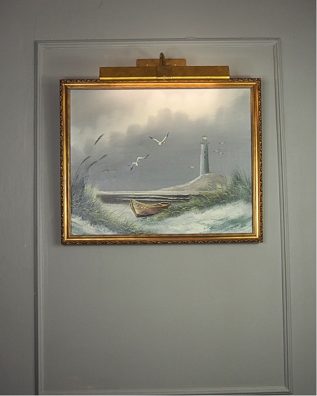 Vintage Lighthouse Seascape Scenery Oil Paintings - Coastal Wall Art
