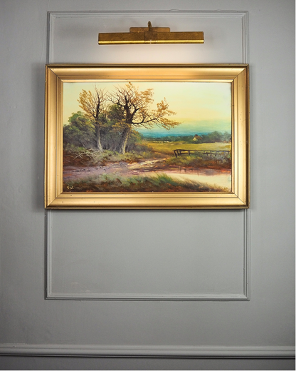 Antique Oil Painting – Signed G.J. (c. 1930–1940) in Simple Gold Gilt Frame
