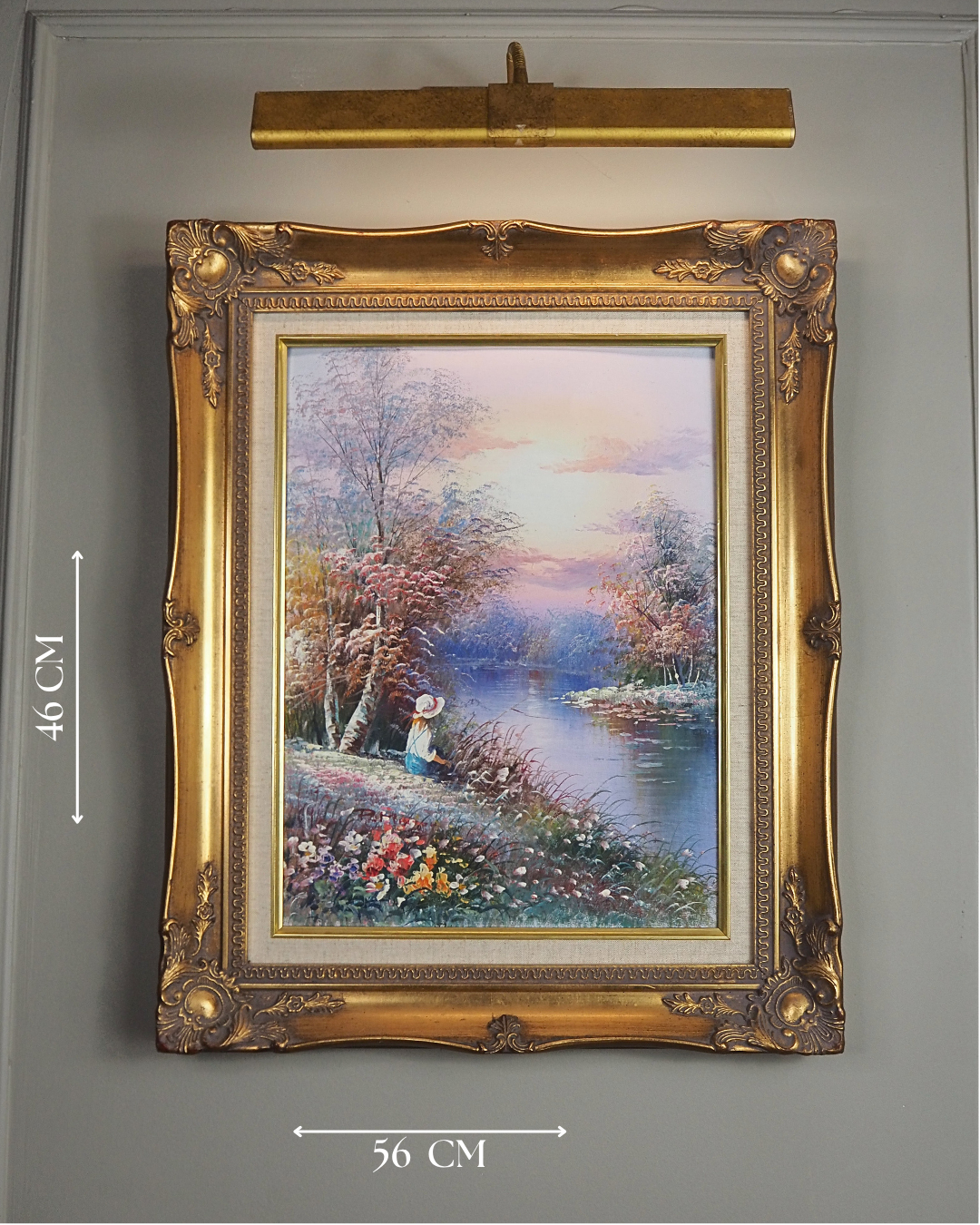 Fishing Girl- Impressionist Oil Painting by P. Minton
