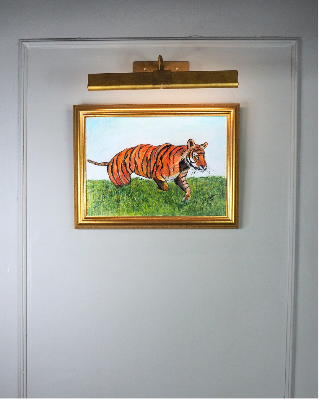 Regal Stripes – Vintage Tiger Portrait Oil Painting  by N.G. Reynolds