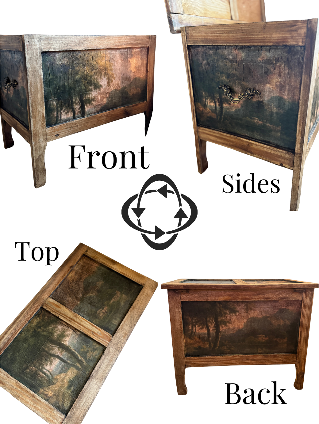 Vintage Oak Small Blanket Box – French Country Upcycled Trunk – Rustic Storage