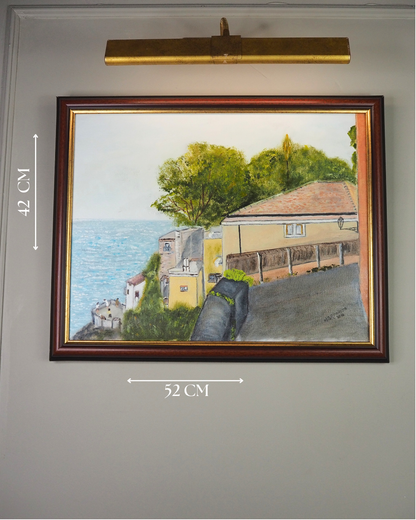Balcony Over Blue - Original Oil Painting by N.G. Reynolds