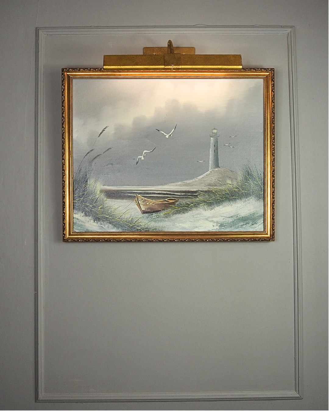 Vintage Lighthouse Seascape Scenery Oil Paintings - Coastal Wall Art