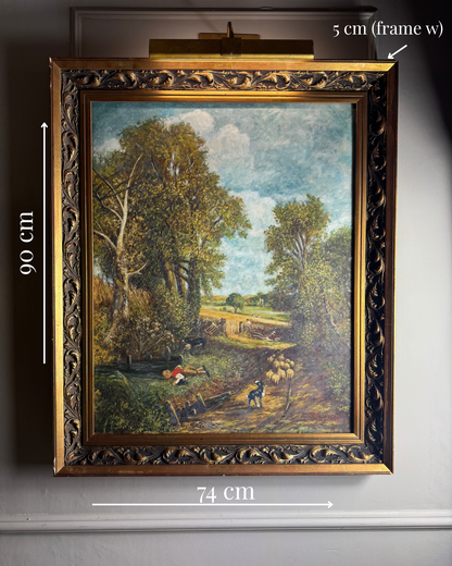 1974 Homage Oil byH. Hutchings after “The Cornfield” by John Constable
