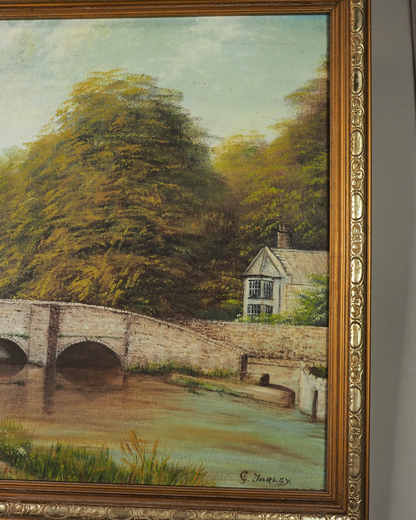 Vintage Signed Sheepwash Bridge Landscape Oil Painting
