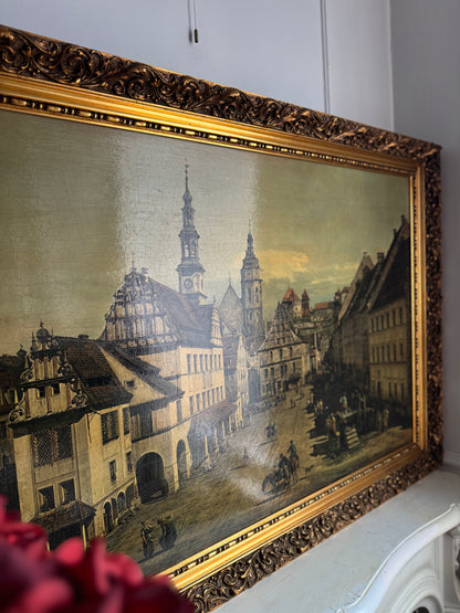 Extra Large - Antique Textured Print in Gold Ornate Frame