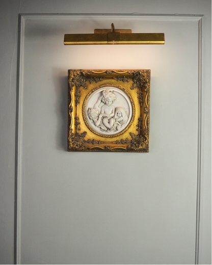 Cherubs in Marble– Antique Stone Relief In an Ornate Gilt Frame