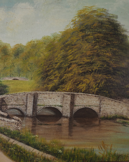Vintage Signed Sheepwash Bridge Landscape Oil Painting