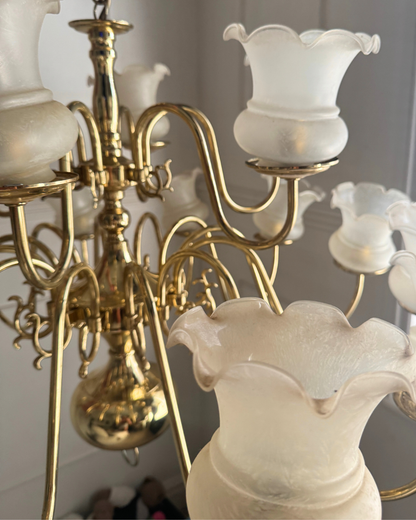 Vintage Dutch Brass Chandelier – 18 Light Baroque Style Ceiling Lighting