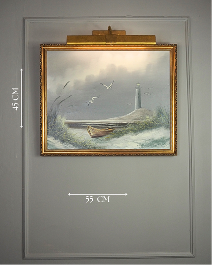 Vintage Lighthouse Seascape Scenery Oil Paintings - Coastal Wall Art