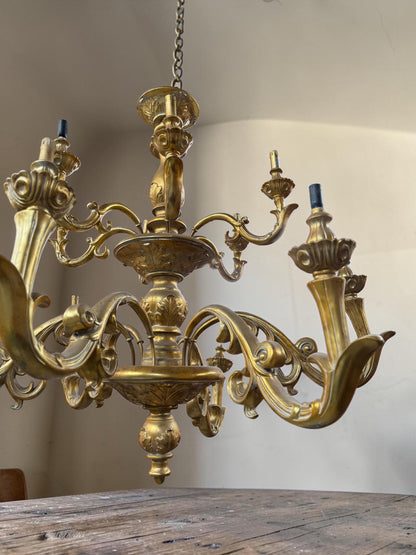 Huge Vintage French Gilded Ornate Chandelier | Extra Large 2 Tier Chandelier