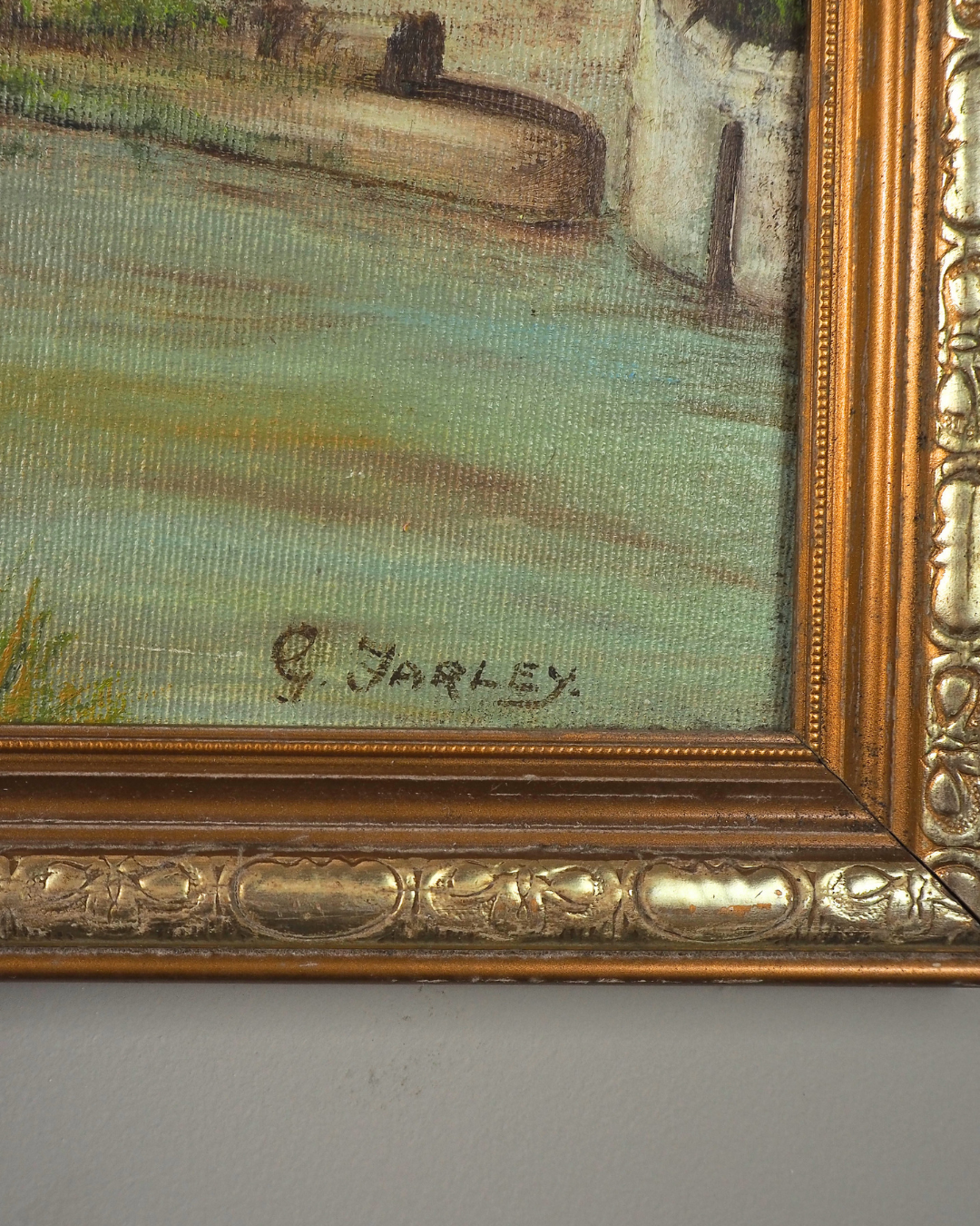 Vintage Signed Sheepwash Bridge Landscape Oil Painting