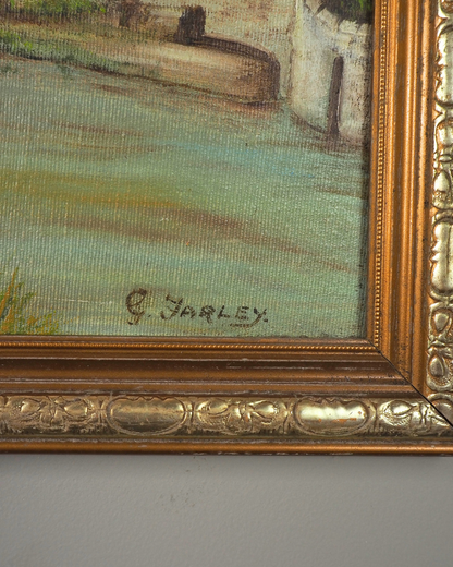Vintage Signed Sheepwash Bridge Landscape Oil Painting