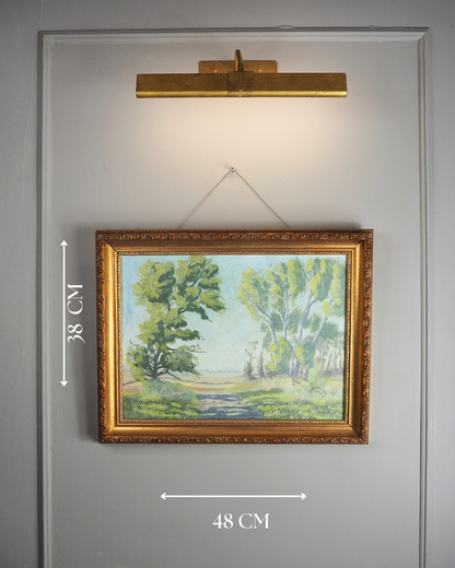 Vintage Landscape Oil Painting by H. W. Johnson (1988) – Gilt Thick Frame