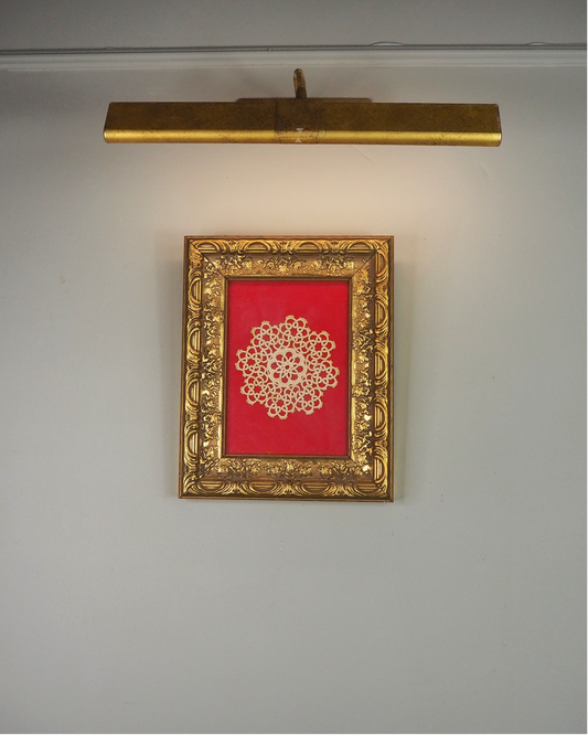 Vintage Crochet Wall Art in Gold Gilt Frame - Handmade Cottage Decor