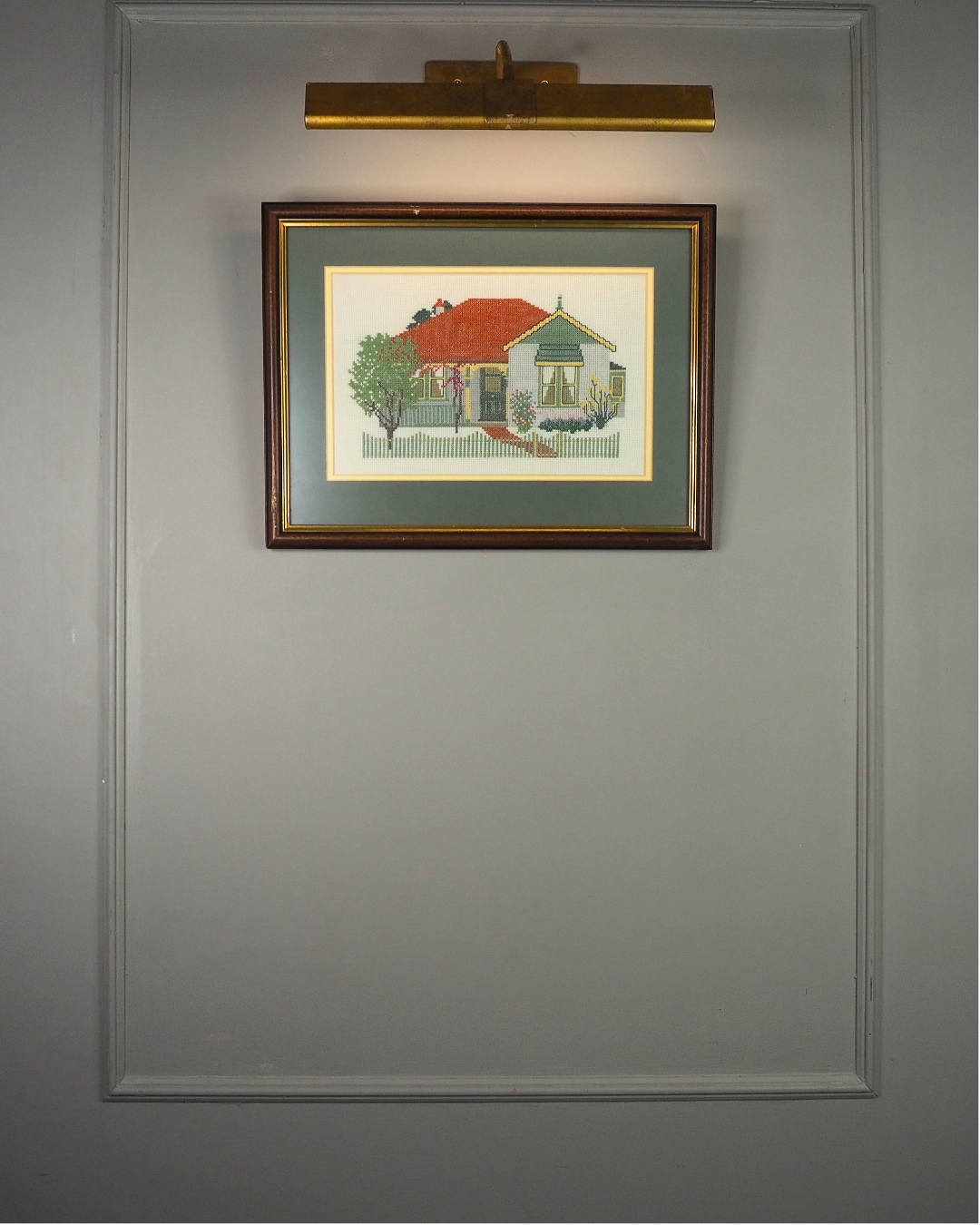 Vintage Juniper Designs Australian Cottage Cross Stitch in Wooden Frame