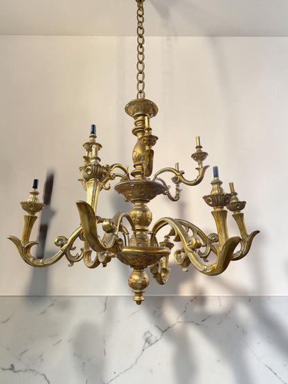 Huge Vintage French Gilded Ornate Chandelier | Extra Large 2 Tier Chandelier