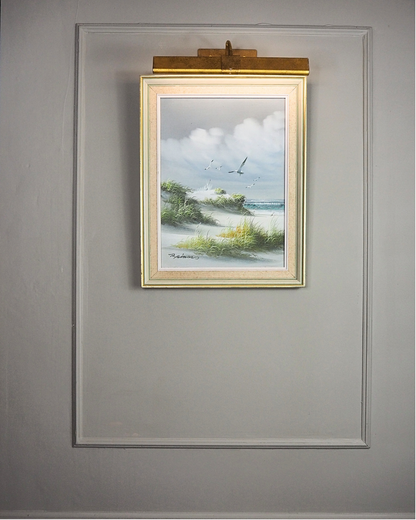 Sandy Dunes Seascape Scenery - Vintage Signed Oil Painting