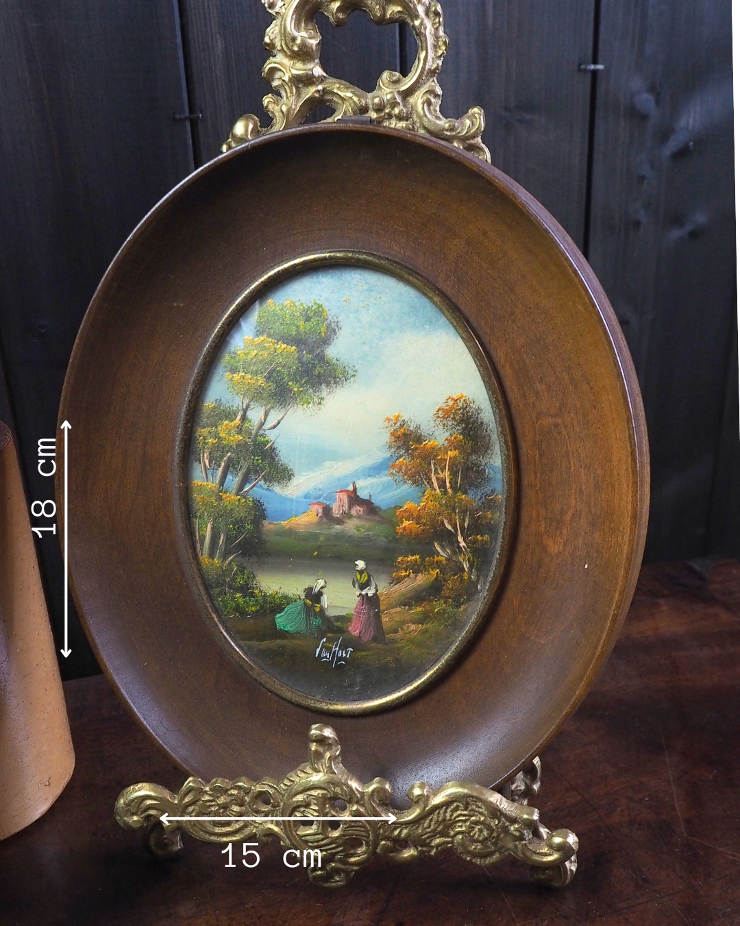 Vintage Van Holt Miniature Oil Paintings – Italian 1950-1960s Domed Glass